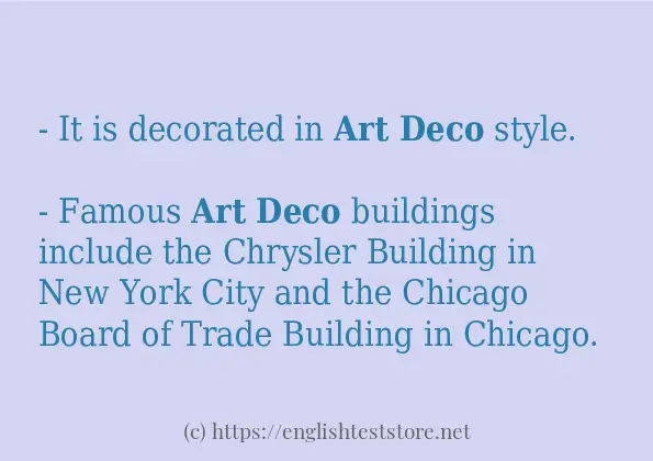 Art deco - sentence examples