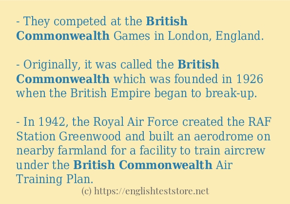 British commonwealth - example sentences