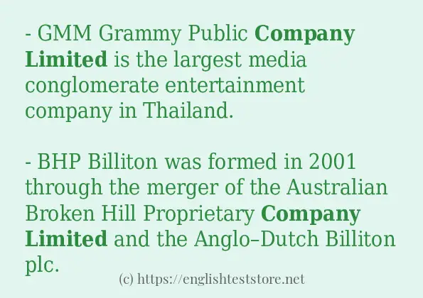 Company Limited in sentences? Company Limited in sentences?