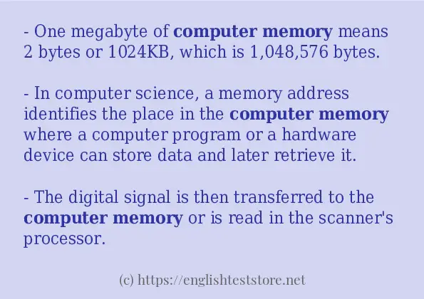 Computer memory - some sentence examples