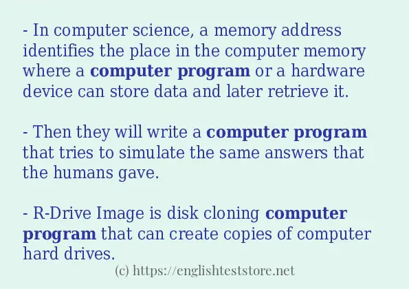 Computer program example in sentences