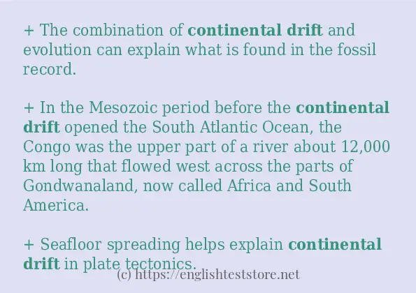 Continental drift in-sentences