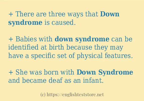 Down syndrome how to use in sentences