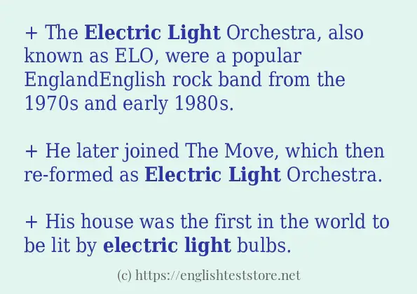 Electric light - some sentence examples