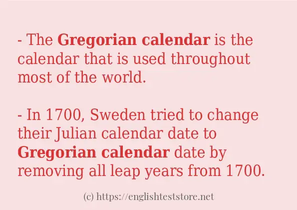 Example sentences of Gregorian calendar