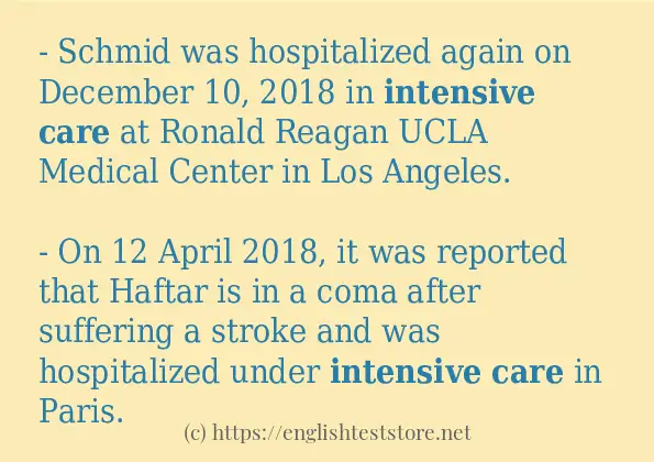 Example sentences of Intensive care Example sentences of Intensive care