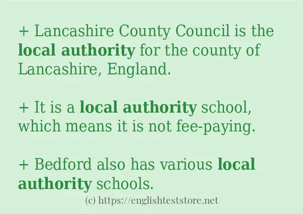 Example Sentences Of "Local Authority" - EnglishTestStore Blog