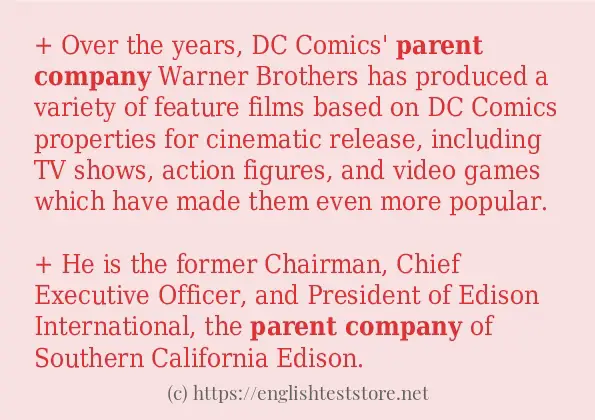 Example sentences of Parent company