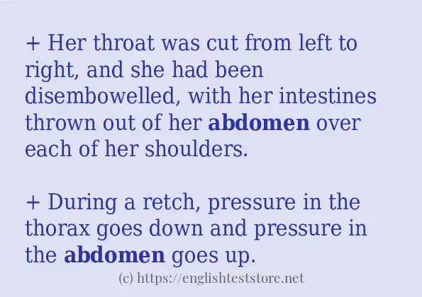 Example sentences of abdomen