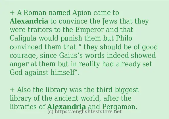 Example sentences of alexandria