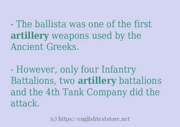 Example sentences of artillery