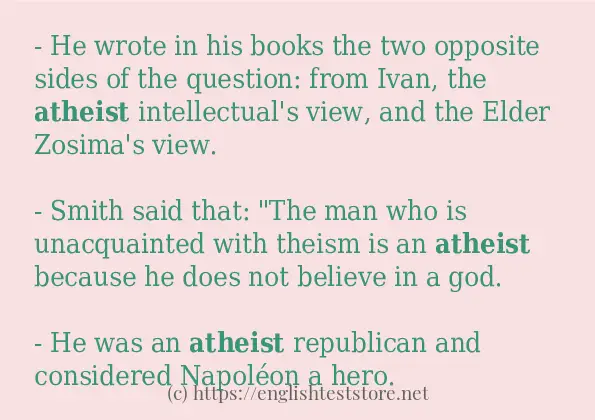 Example sentences of atheist