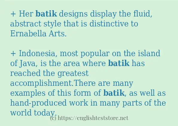 Example sentences of batik