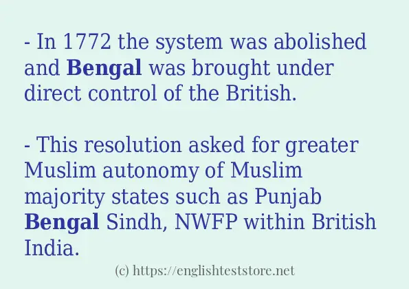 Example sentences of bengal