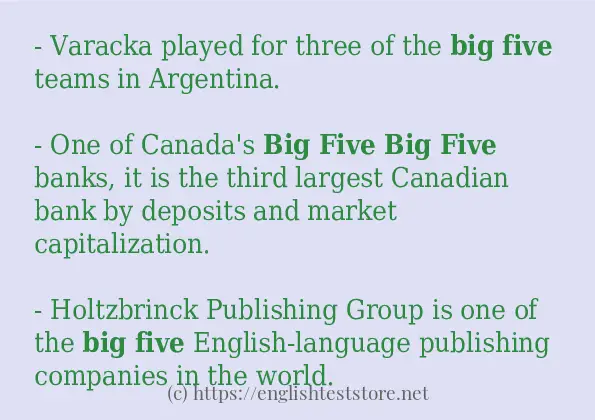 Example sentences of big five