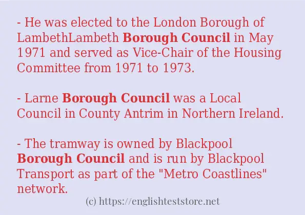 Example sentences of borough council