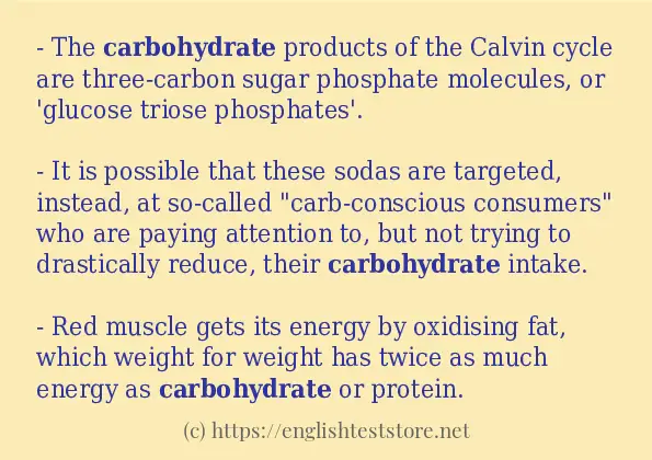 Example sentences of carbohydrate