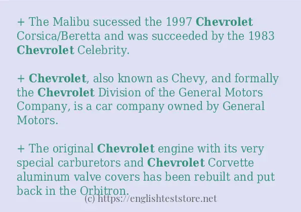 Example sentences of chevrolet