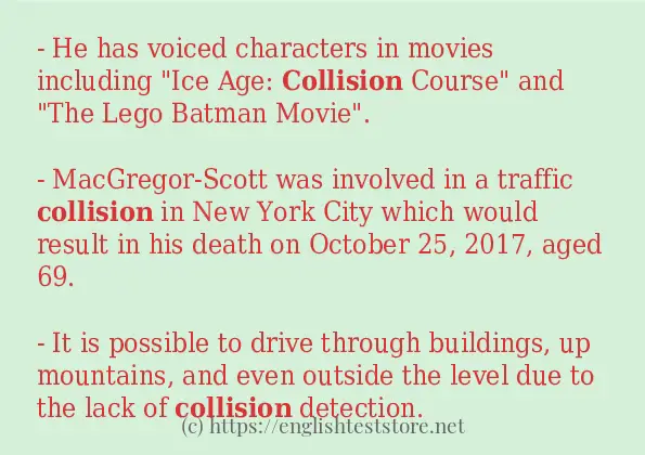 Example sentences of collision