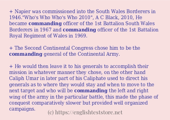 Example sentences of commanding