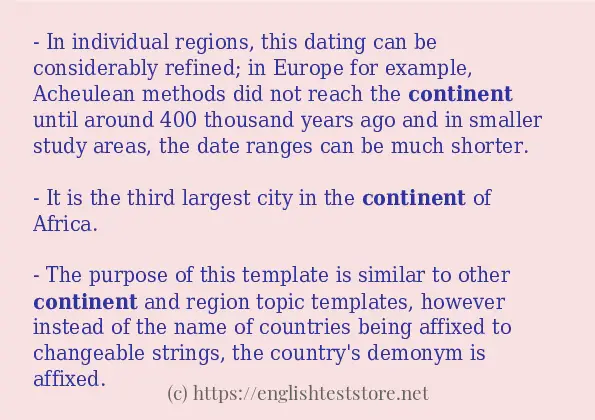 Example sentences of continent