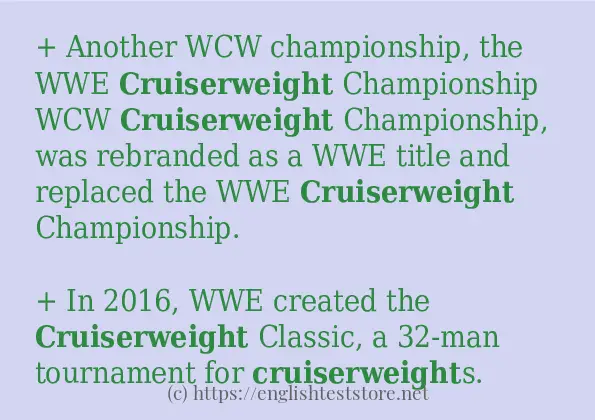 Example sentences of cruiserweight