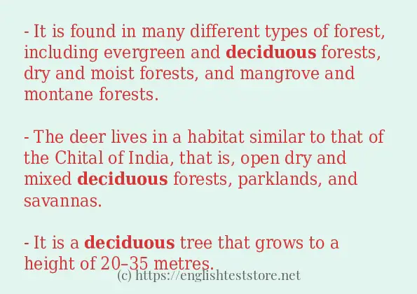 Example sentences of deciduous