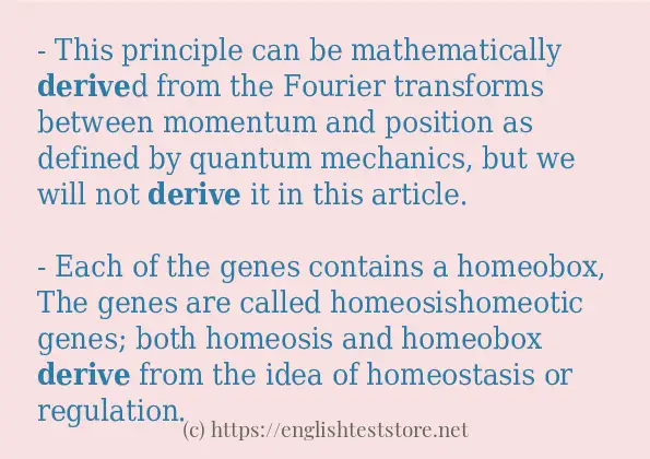 Example sentences of derive