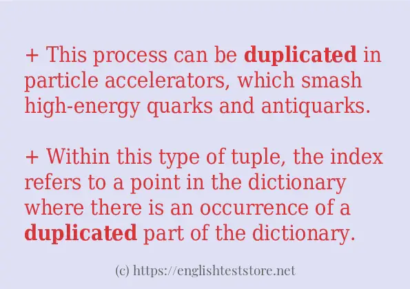 Example sentences of duplicated