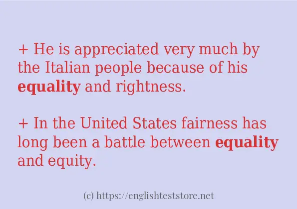 Example sentences of equality