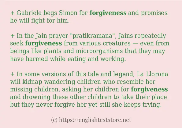 Example sentences of forgiveness