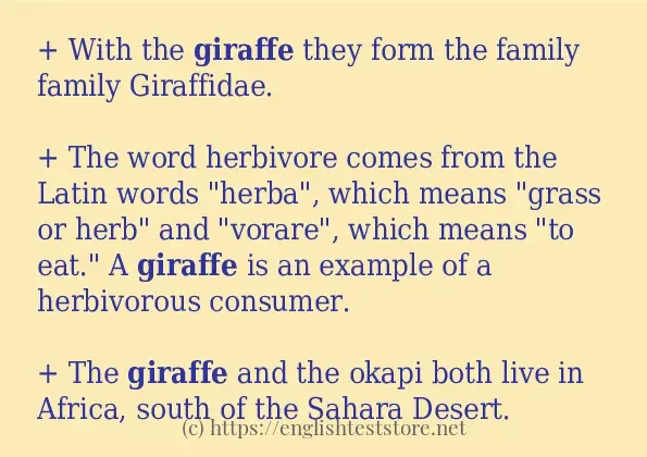 Example sentences of giraffe