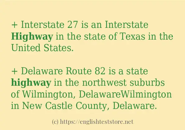 Example sentences of highway