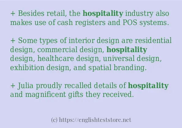 Example sentences of hospitality