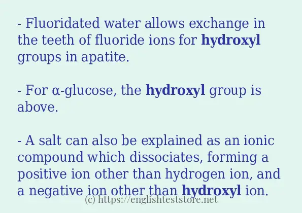 Example sentences of hydroxyl