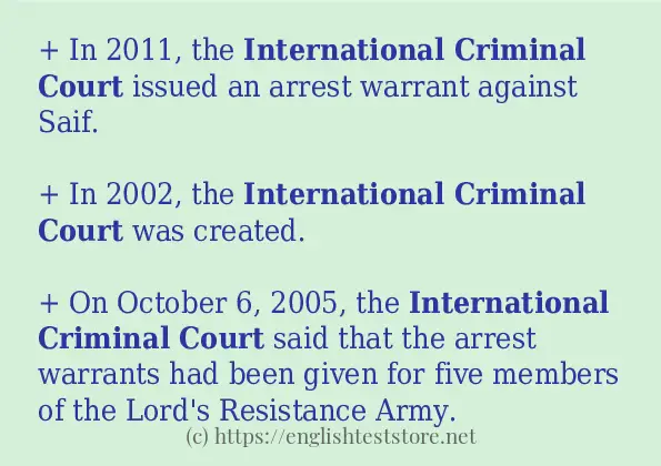 Example sentences of international criminal court