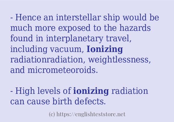 Example sentences of ionizing