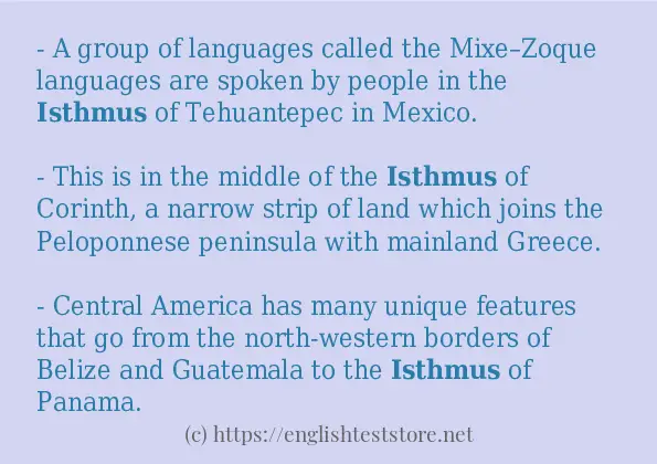 Example sentences of isthmus