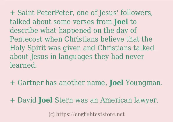 Example sentences of joel