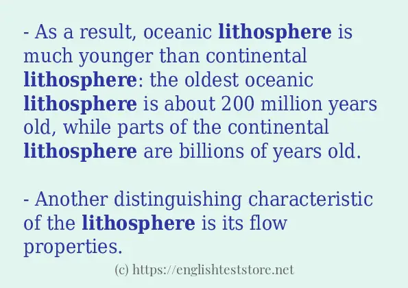 Example sentences of lithosphere