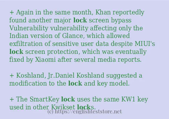 Example sentences of lock