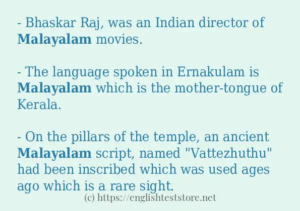 Example sentences of malayalam