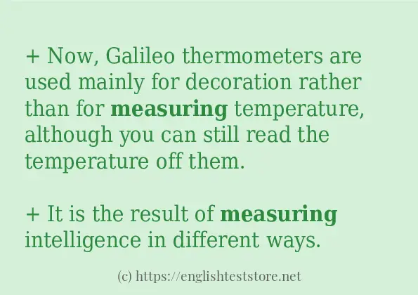 Example sentences of measuring