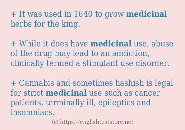 Example sentences of medicinal