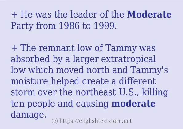 Example sentences of moderate