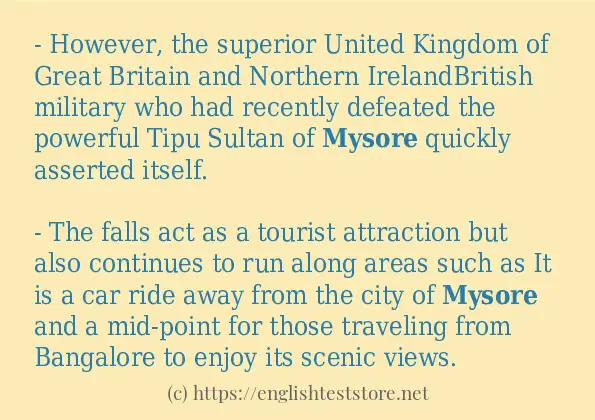 Example sentences of mysore