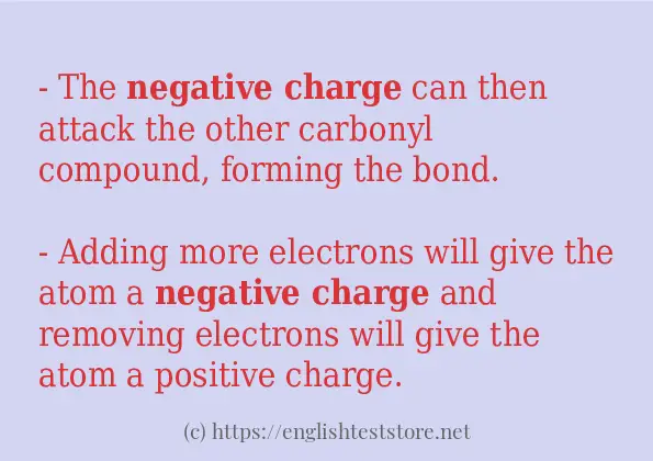 Example sentences of negative charge