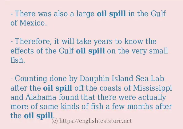 Example sentences of oil spill