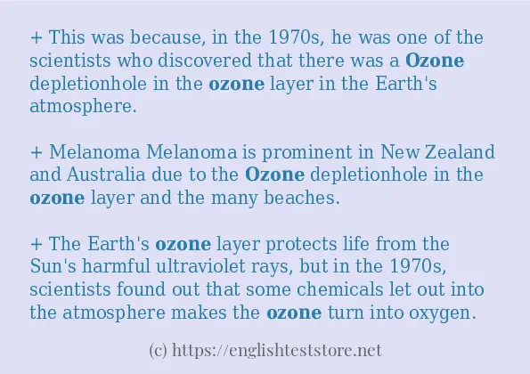 Example sentences of ozone