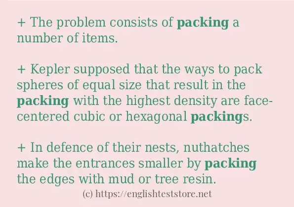 Example sentences of packing